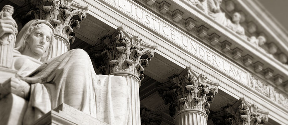 Justice Under Law — courthouse columns